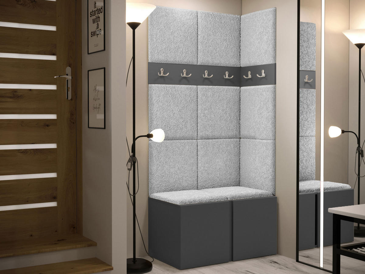 GARDEROBEN-SET Orion I - Hellgrau/Graphitfarben, Holzwerkstoff/Kunststoff (84/186/46cm) - MIRJAN24