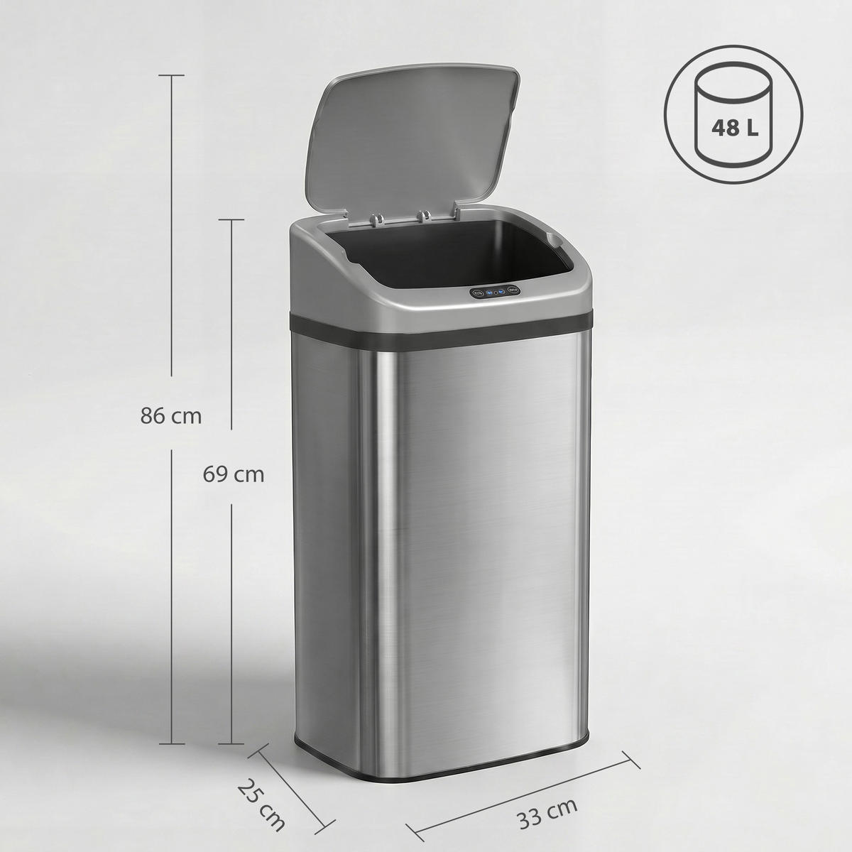 ABFALLEIMER Silberfarben 1 Stück - Silberfarben, Kunststoff (25/69/33cm) - GiPP