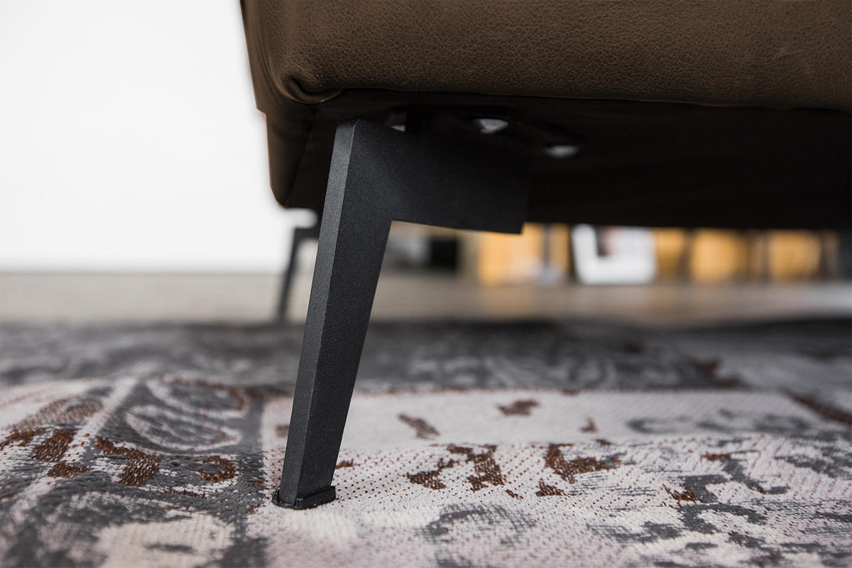 ECKSOFA BLOOM Dunkelbraun Leder - Dunkelbraun/Schwarz, Leder/Metall (276/177cm) - KAWOLA