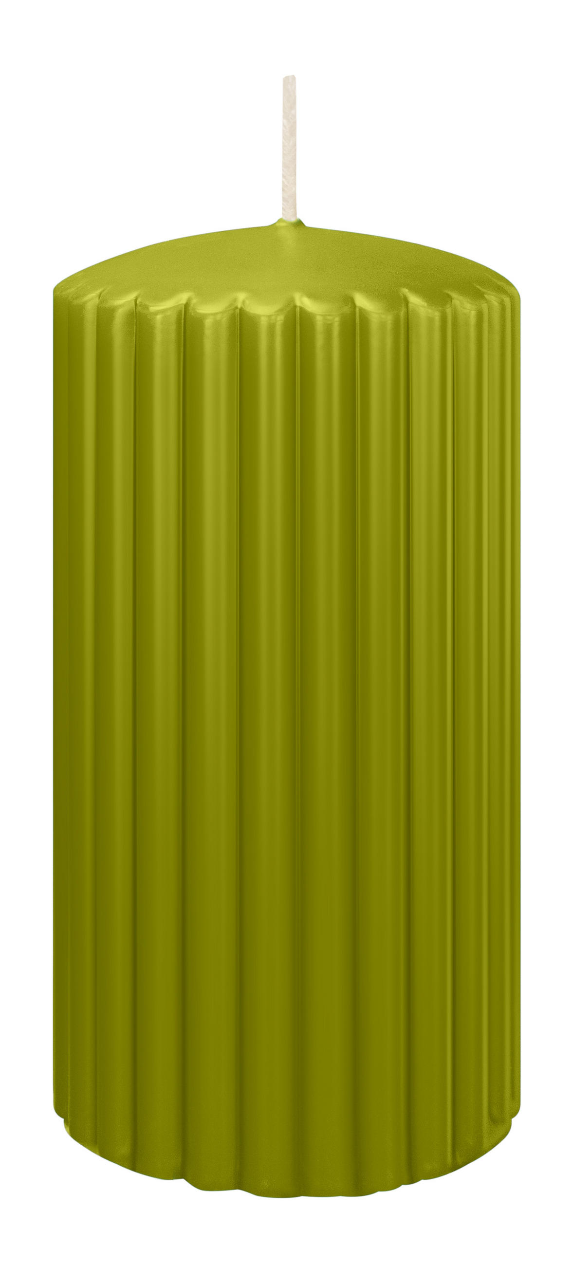 RILLEN KERZEN Grün 150 x Ø 80 mm, 4 Stück - Grün, Paraffin (8/15/15cm) - Wiedemann Kerzen
