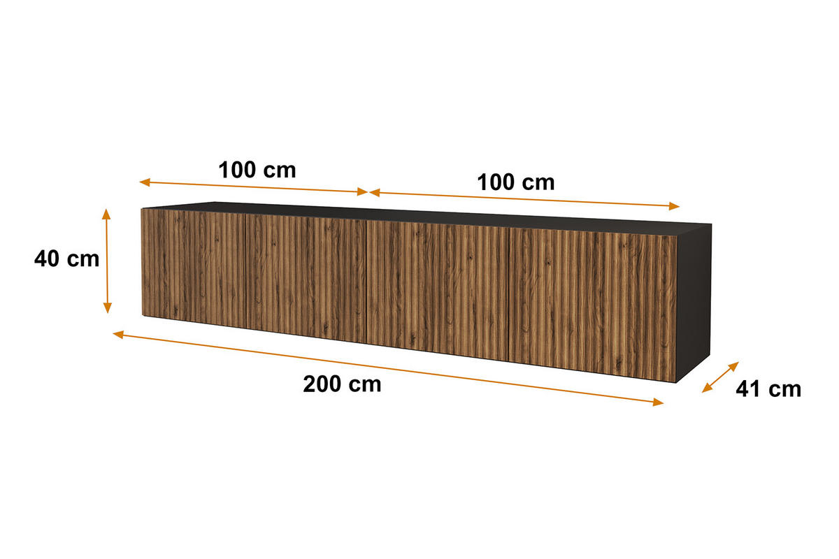 LOWBOARD NOA-2-W 2x100x40x41 cm - Schwarz / Katania - Eiche Wotan, Holzwerkstoff (200/40/41cm) - ALTDECOR