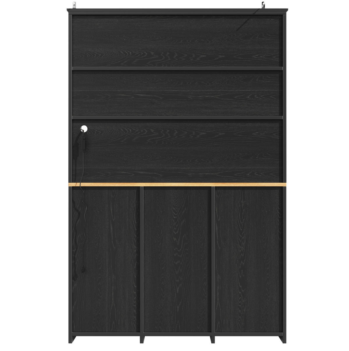 KÜCHENSCHRANK mit LED-Beleuchtung 120 x 40 x 180 cm MDF Schwarz - Schwarz, Holzwerkstoff (40/180/120cm) - Meubliv