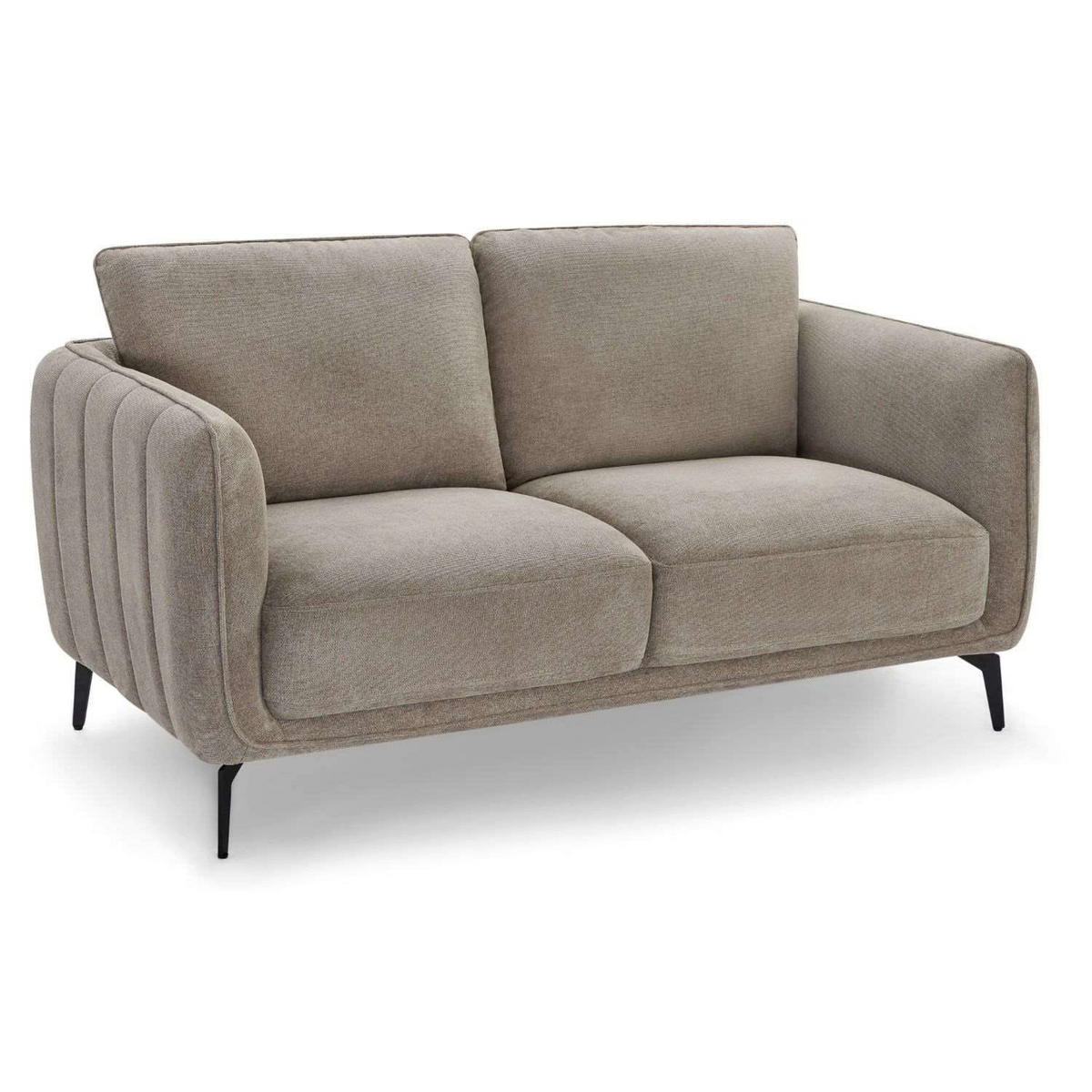 ZWEISITZER-SOFA Webstoff Beige - Beige/Schwarz, Textil/Metall (158/85/85cm) - Furnhouse