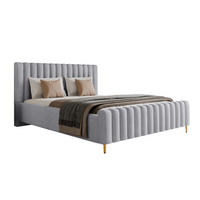 POLSTERBETT Lux Silber 120x200 cm mit Stauraum, Kopfteil, Lattenrost, Goldenen Füßen, Stoff Amon - Silberfarben/Goldfarben, Holzwerkstoff/Kunststoff (120/200cm)