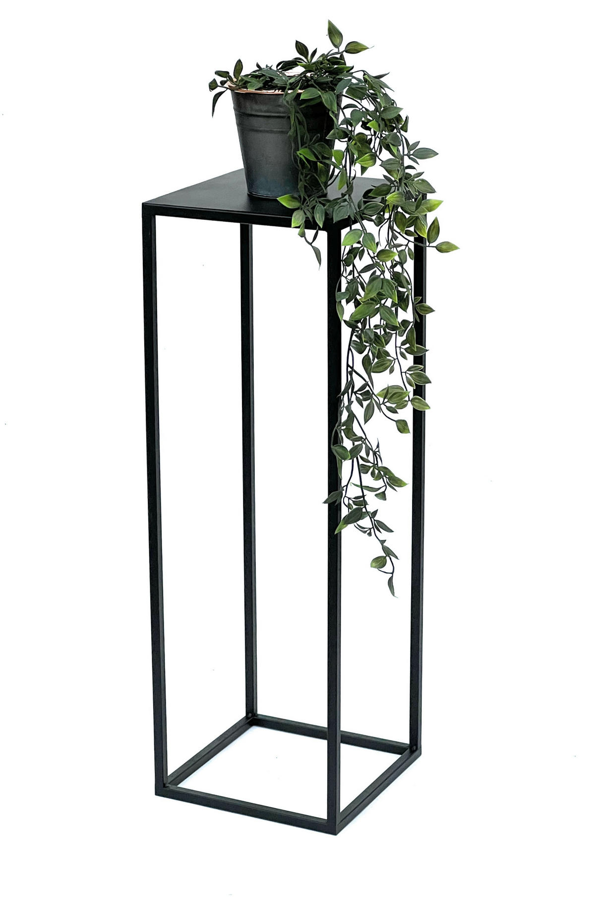 BLUMENHOCKER Metall Schwarz Eckig 70 cm 96350 - Schwarz, Metall (24/70/24cm) - DanDiBo