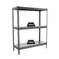 SCHWERLASTREGAL METAL YETI THREE | HxBxT 200x180x75cm | Fachlast 400kg | Grau - Grau, Metall (180/200/75cm) - PROREGAL