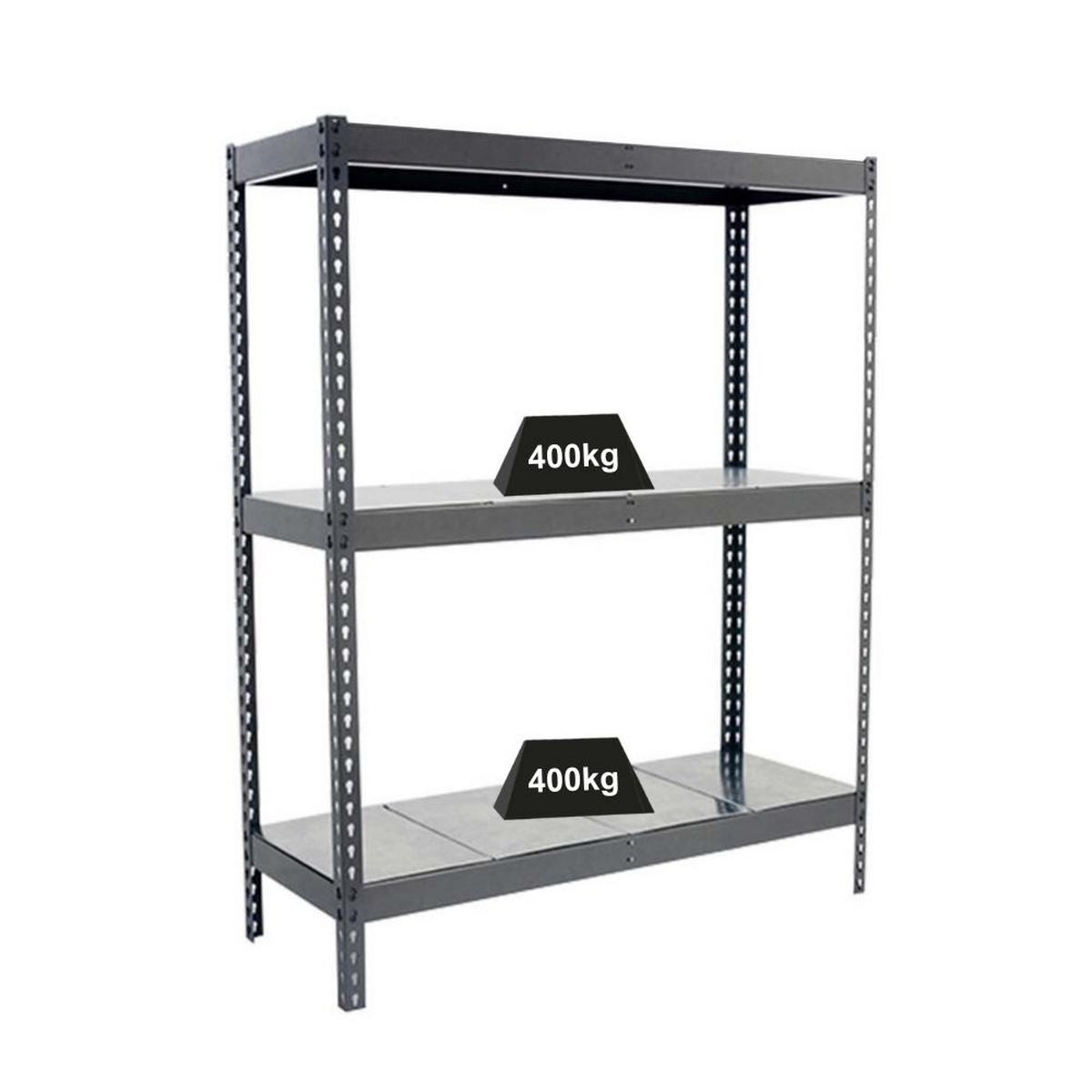 SCHWERLASTREGAL METAL YETI THREE | HxBxT 200x180x75cm | Fachlast 400kg | Grau - Grau, Metall (180/200/75cm) - PROREGAL