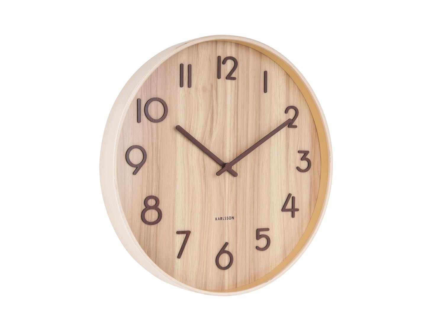 WANDUHR Pure Walnoot Ø40 cm - Hellbraun, Holz (40/40/4.5cm) - Karlsson