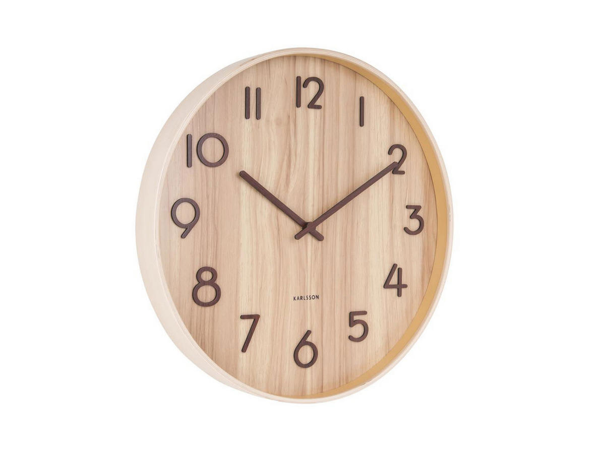 WANDUHR Pure Walnoot Ø40 cm - Hellbraun, Holz (40/40/4.5cm) - Karlsson
