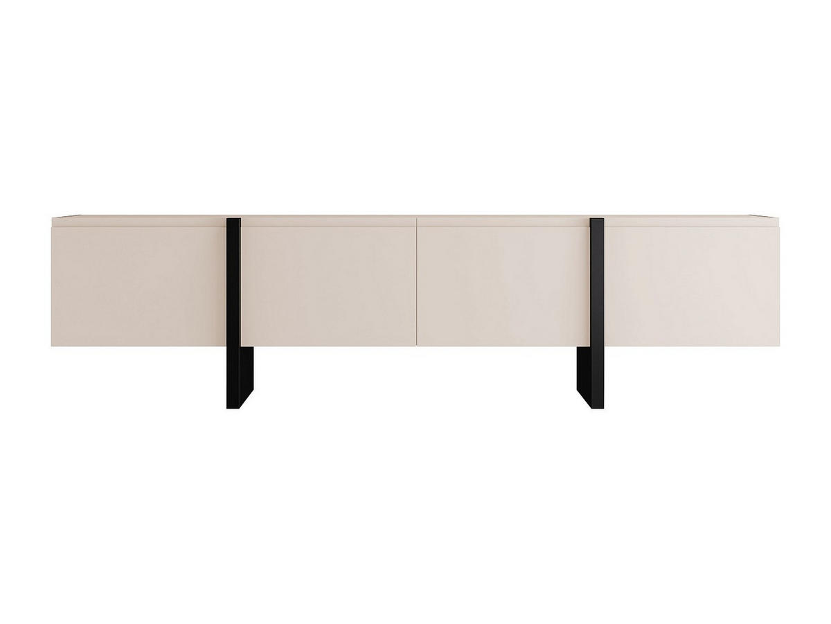 TV-MÖBEL mit 4 Türen - MDF - Beige & Schwarz - LUVONIA - Beige, Holz (180/50/45cm) - Vente-Unique