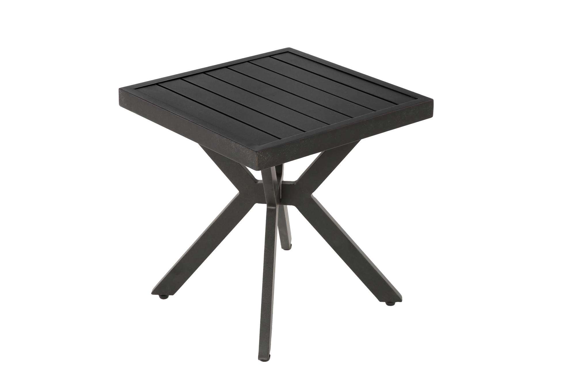 OKWISH BOČNÍ stolek 45/45/47 cm tmavě hnědý z hliníku s odolným povrchem