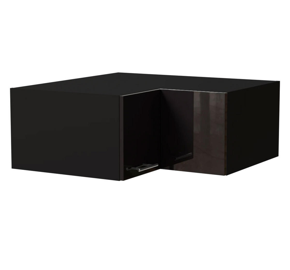 ECK-AUFSATZSCHRANK Essen W14/90/36 Schwarz Hochglanz / Schwarz Matt 90 / 90 / 36cm - Schwarz Hochglanz/Schwarz, Holz/Holzwerkstoff (90/36/90cm) - Feldmann-Wohnen