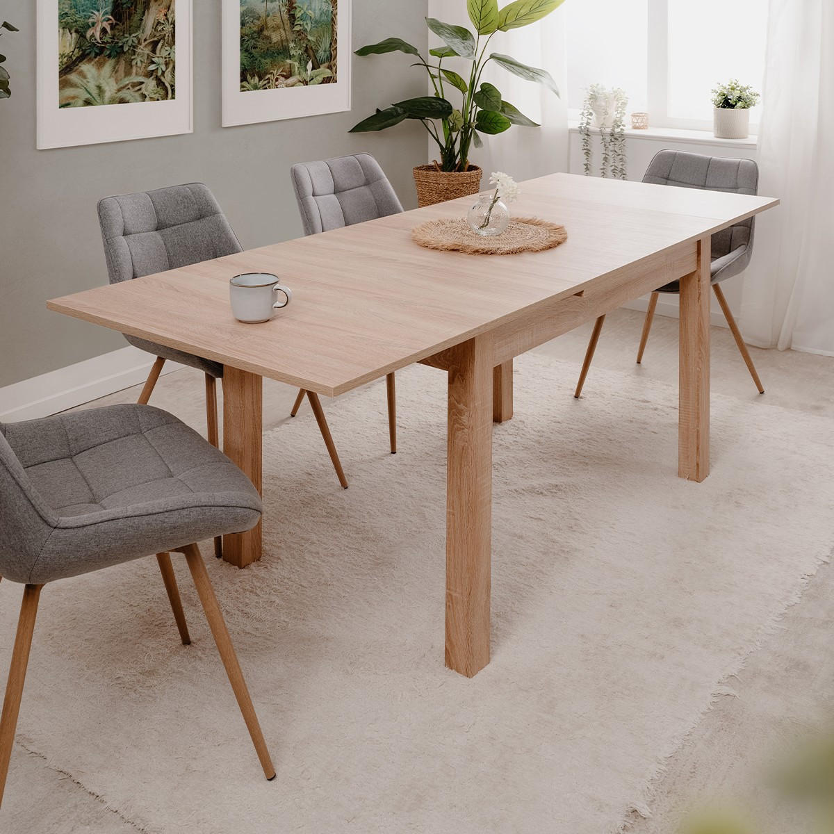 ESSTISCH ausziehbarer eichenoptik longford 120/80/76 cm - Eschefarben, Holzwerkstoff (31.5/80/76cm) - Calicosy