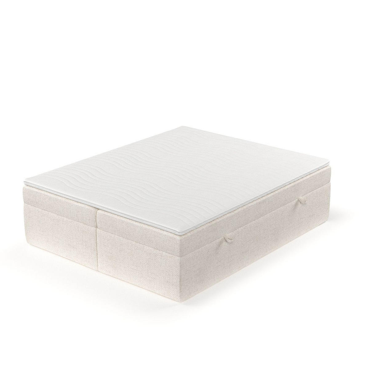 BOXBETT Lennon Creme 180/200 cm im Webstoff - Creme/Schwarz, Holz/Holzwerkstoff (180/200cm) - Maison de Reve