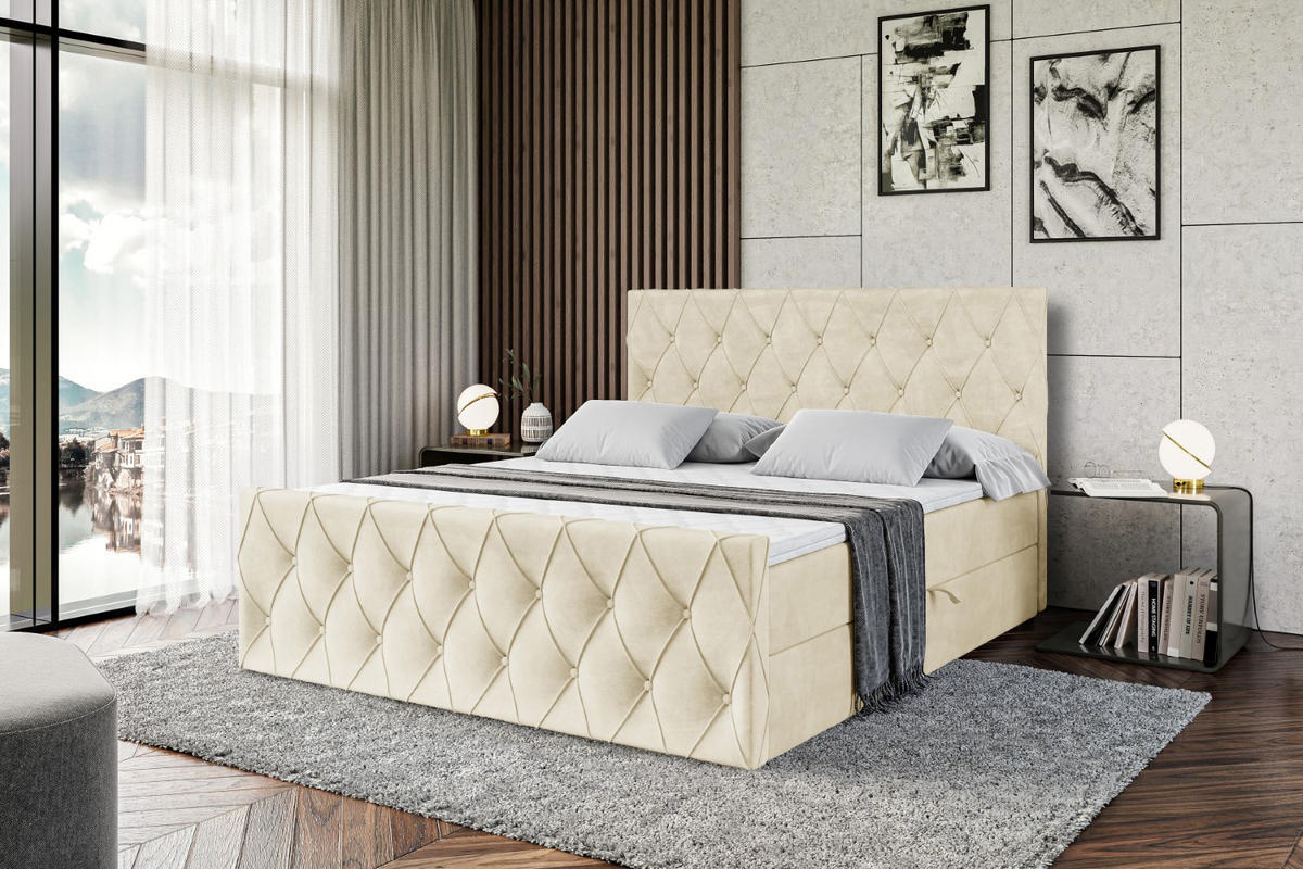 BOXBETT AMAY-Z - 180x200 cm - H3 - Beige - Beige, Holzwerkstoff (180/200cm) - ALTDECOR