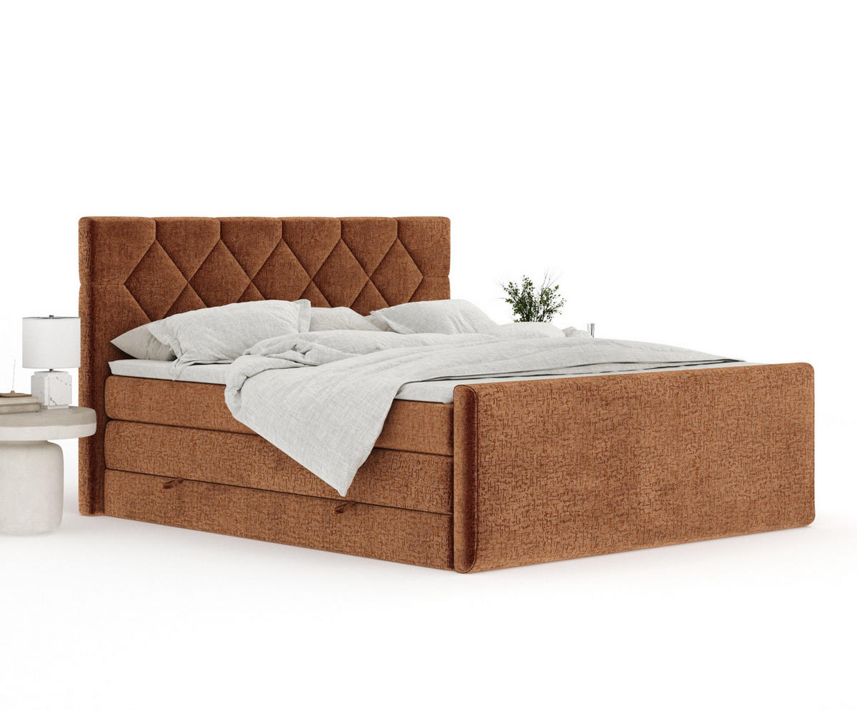 BOXSPRINGBETT Toma Kupferfarbe 180/200 cm - Schwarz/Kupferfarben, Holz/Holzwerkstoff (180/200cm) - Maison de Reve