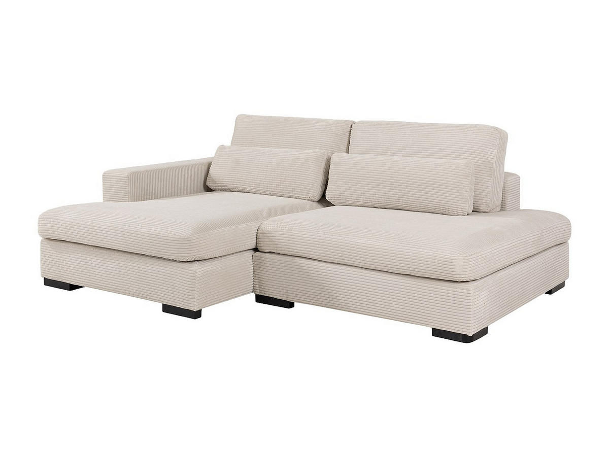 ECKSOFA mit Schlaffunktion - Ecke links - Cord - Beige - SELIORA - Beige, Textil (223/158cm) - Vente-Unique