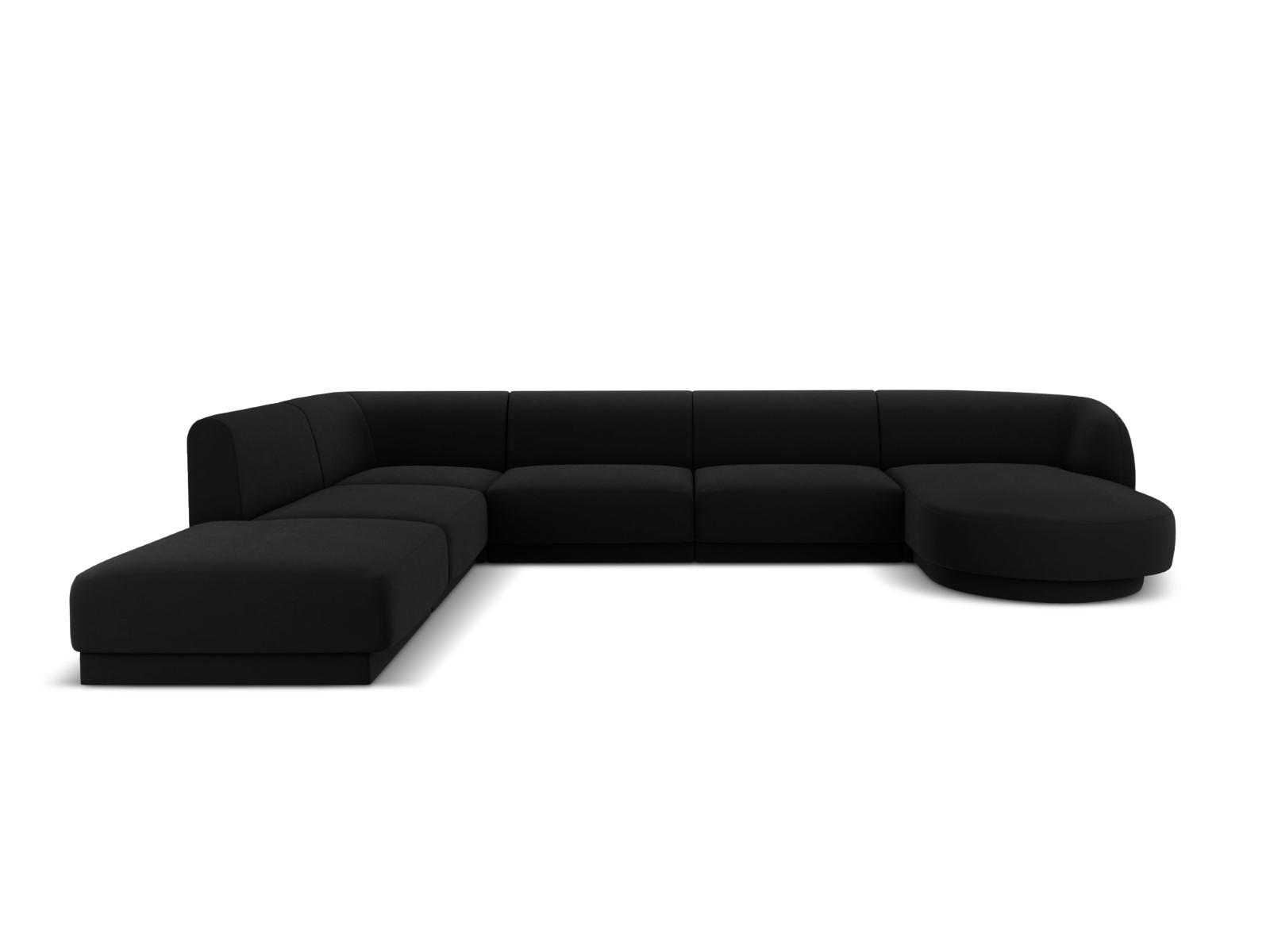 PANORAMASOFA links Miley aus Samt schwarz 6 Sitzplätze - Schwarz, Textil (255/70/330cm) - Micadoni
