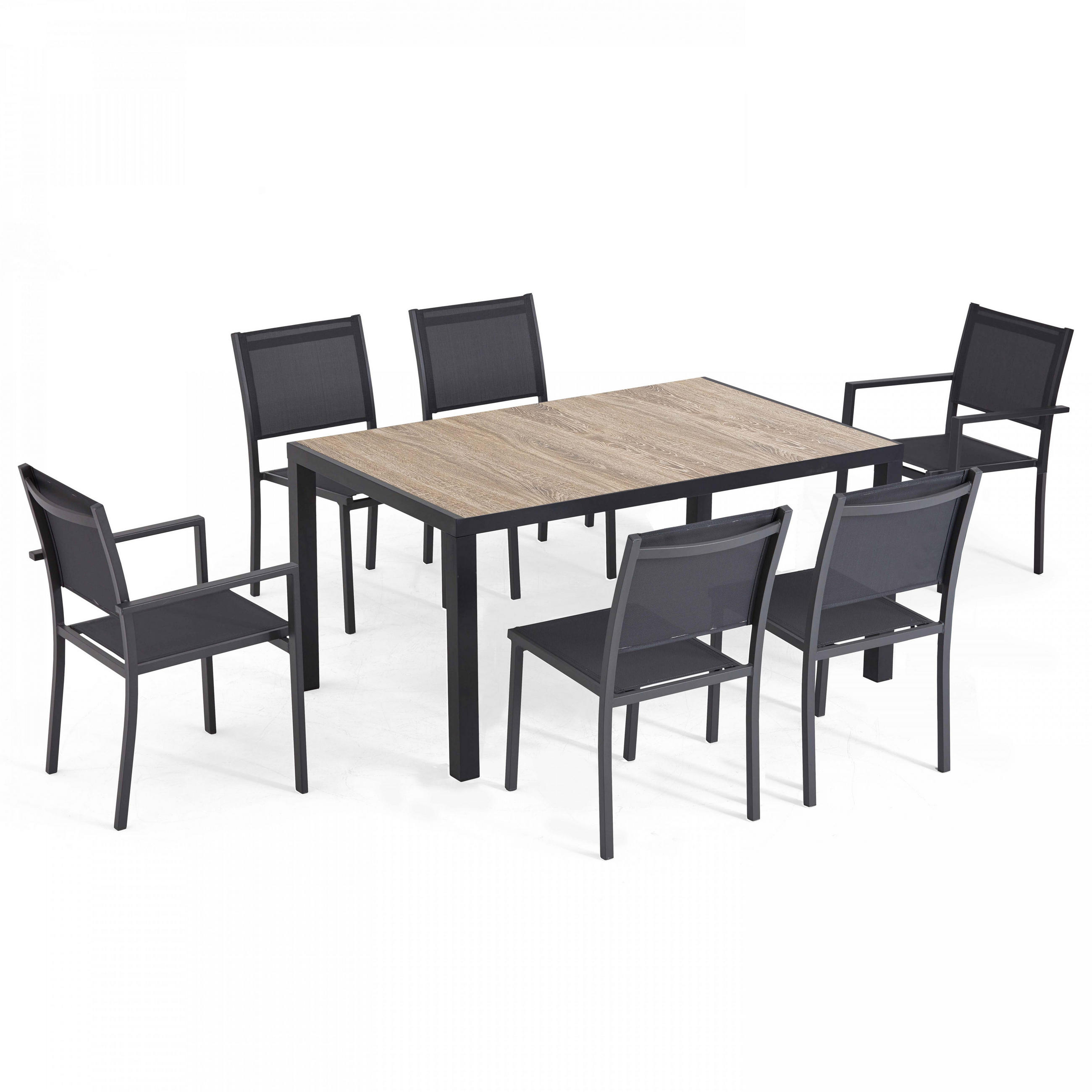 GARTENSET 7-tlg., Braun/Grau - Braun, Metall - Oviala