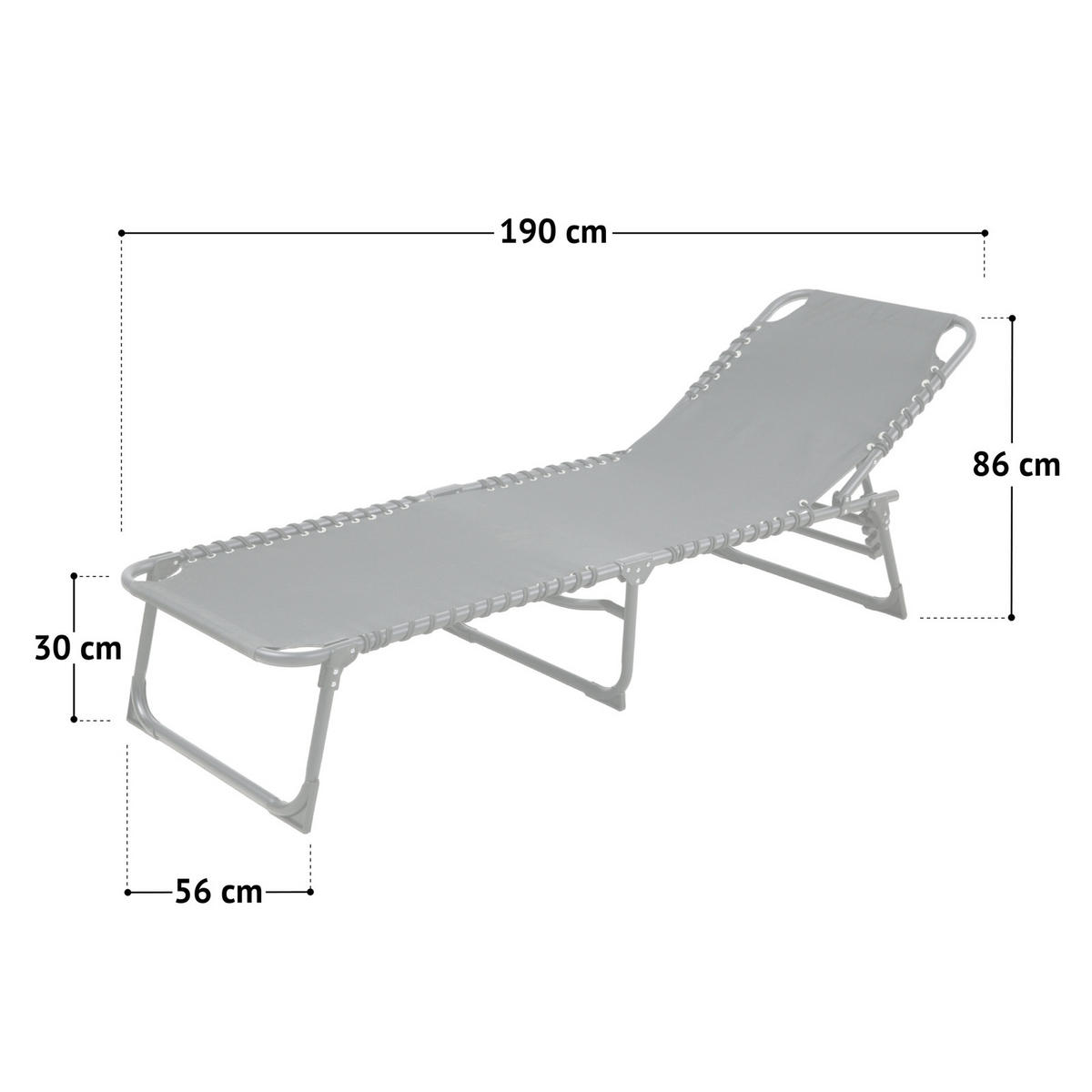 GARTENLIEGE 2er Set Hellgrau - Hellgrau, Metall (56/30/190cm) - SVITA