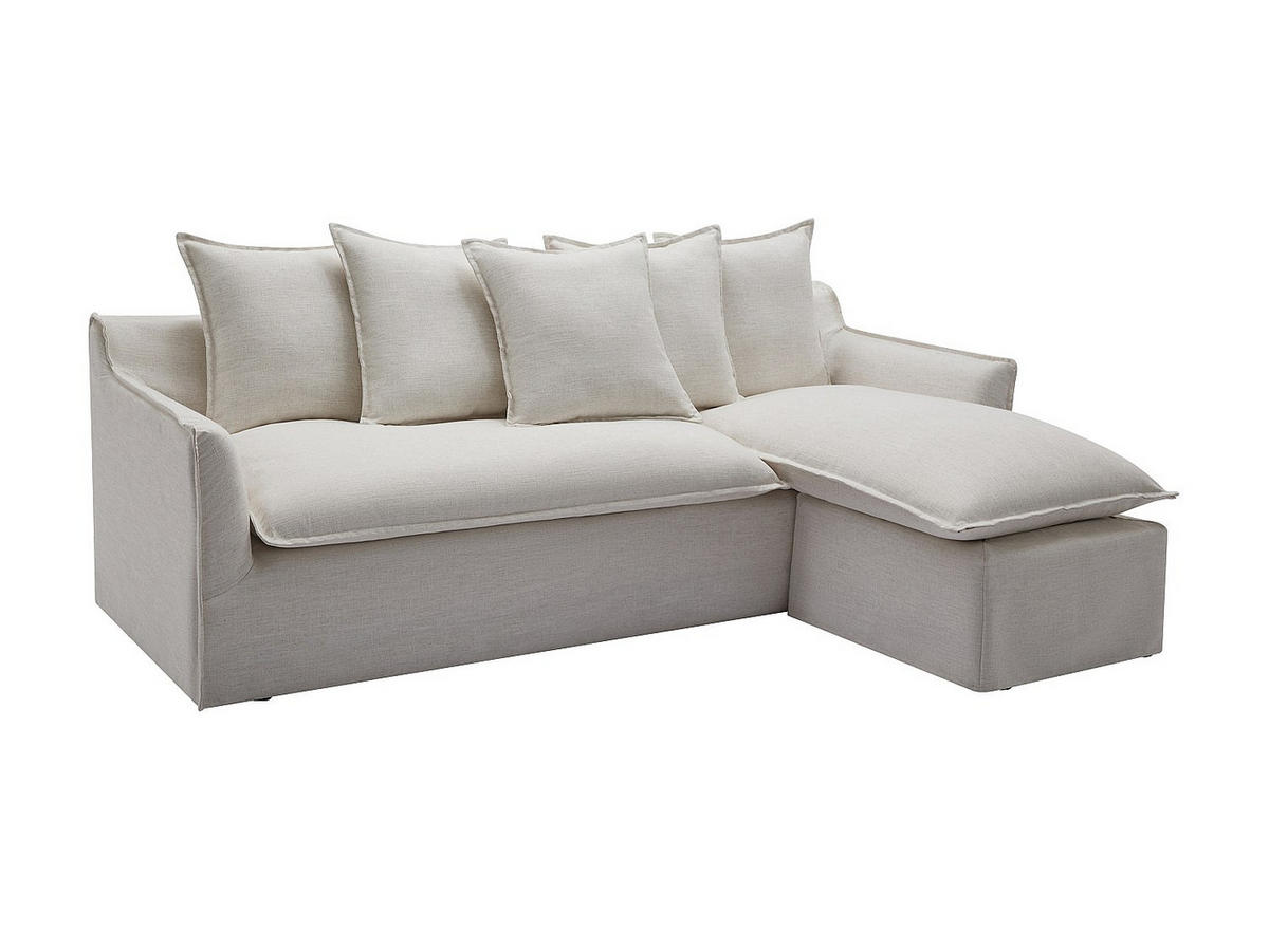 SOFA ohne Schlafmöglichkeit - 5 Personen-Sitzer - Stoff, Stoff - Beige, Weiß - - Beige/Weiß, Textil (260/97/165cm) - Vente-Unique