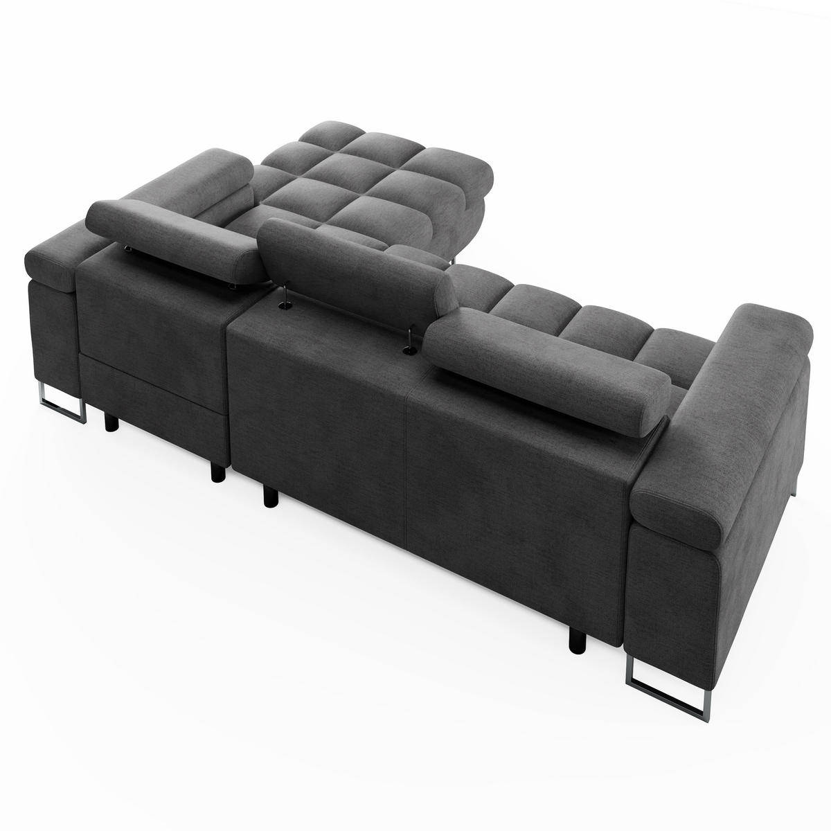 ECKSOFA CLOUD Rechts Hellrosa L-Form Velours-Stoff mit Schlaffunktion und Bettkasten - Chromfarben/Pink, Holz/Metall (175/235cm) - Barchello