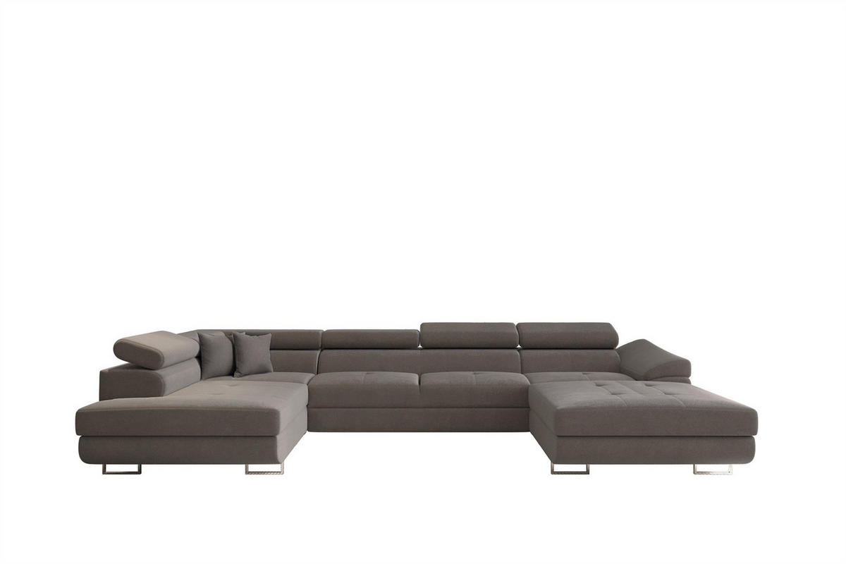 WOHNLANDSCHAFT Carmelo In Nova - Grau, Holzwerkstoff/Textil (345/90/202cm) - Fun Möbel