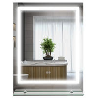 BADEZIMMERSPIEGEL Rechteckiger, wandmontierter LED-beleuchteter Badezimmerspiegel, 70 x 50 cm - Transparent, Glas (50/2.7/70cm) - Vallsero