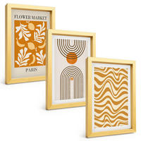 BILDER SET 3er Set - 20x30 cm Goldrahmen - Poster mit geometrischen Pflanzenmustern - Goldfarben, Kunststoff (20/30cm) - TULUP