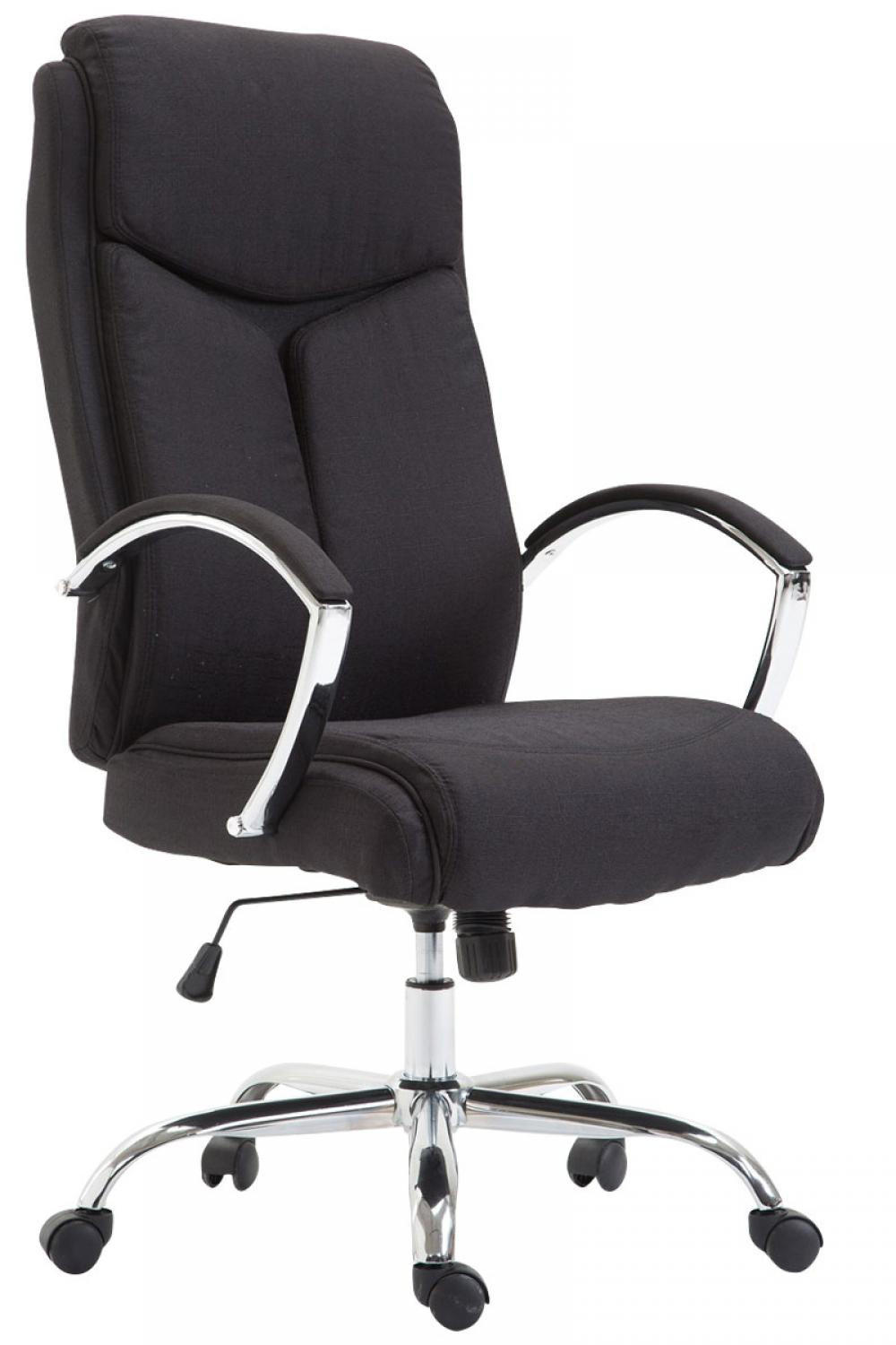 CHEFSESSEL Stoff schwarz - Chromfarben/Schwarz, Textil/Metall (65/115/73cm) - CLP