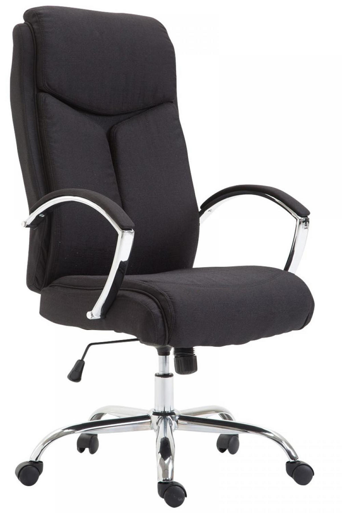 CHEFSESSEL Stoff schwarz - Chromfarben/Schwarz, Textil/Metall (65/115/73cm) - CLP