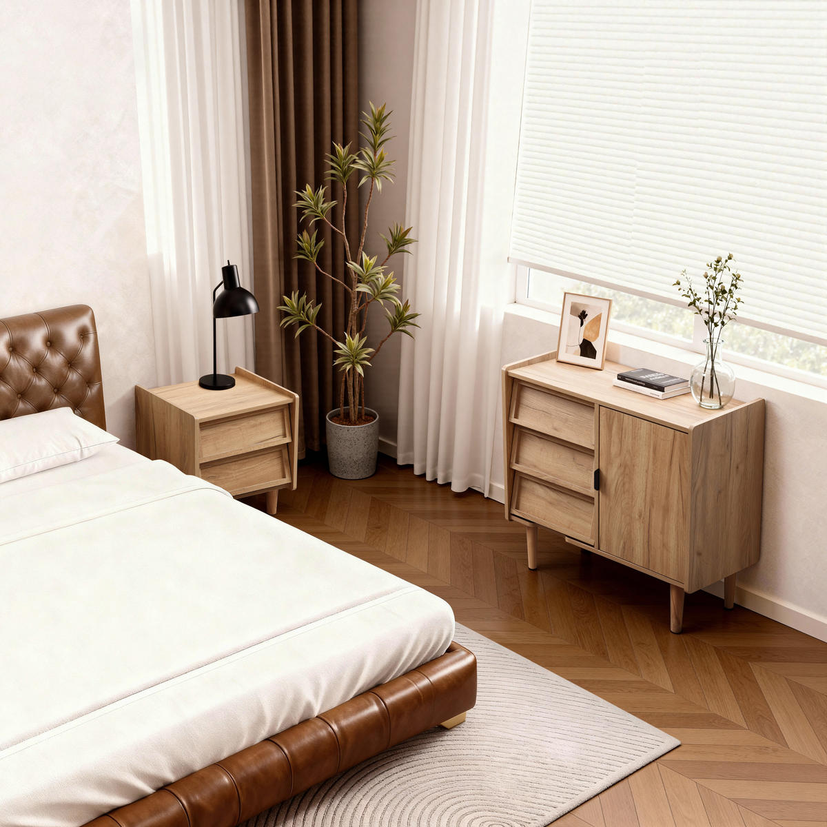 KOMMODE mit 3 Schubladen und Tür - Braun, Holz/Holzwerkstoff (80/74/39cm) - Hometopia