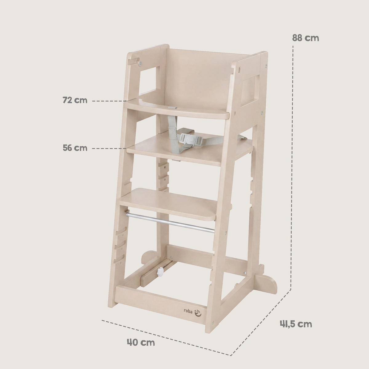 LERNTURM Sit & Step 2in1 - Kaschmir, Holzwerkstoff/Metall (53.5/88/51.5cm) - Roba