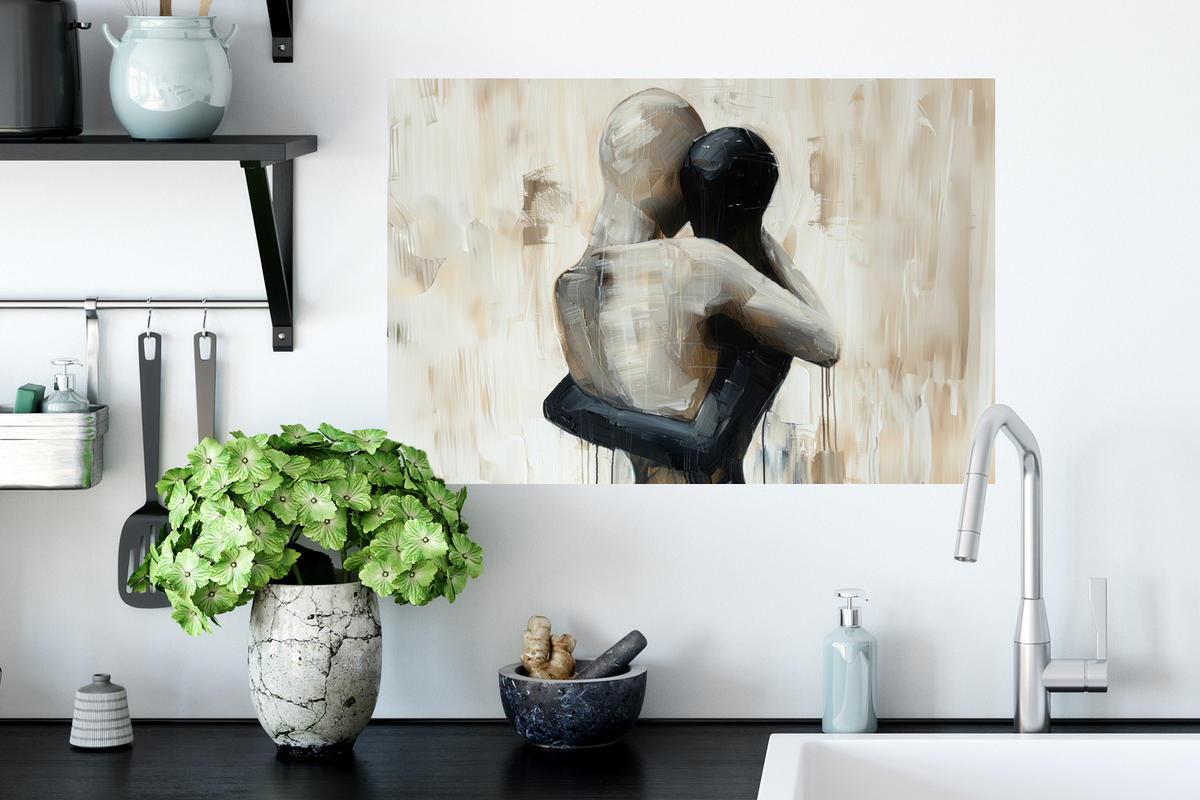 WANDTATTOO Abstrakt - Liebe - Schwarz und weiß - Modern 60x40 cm - Schwarz, Kunststoff (60/40/0.1cm) - MuchoWow