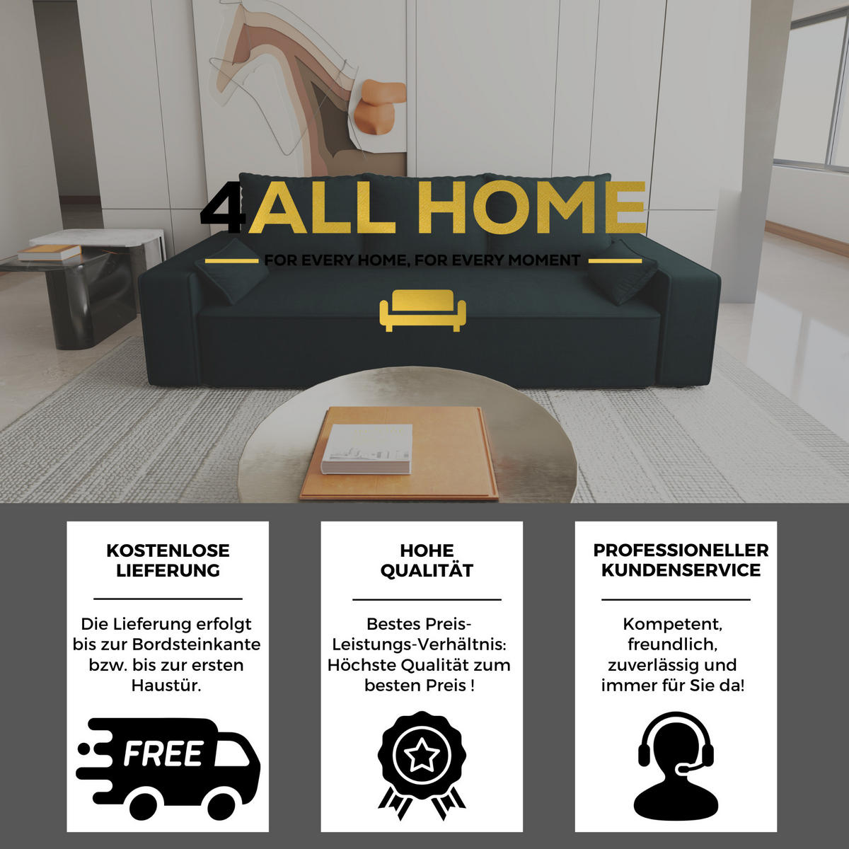 SOFA Veno mit Bettkasten und Schlaffunktion, Velourstoff - Anthrazit, Holzwerkstoff (242/85/95cm)