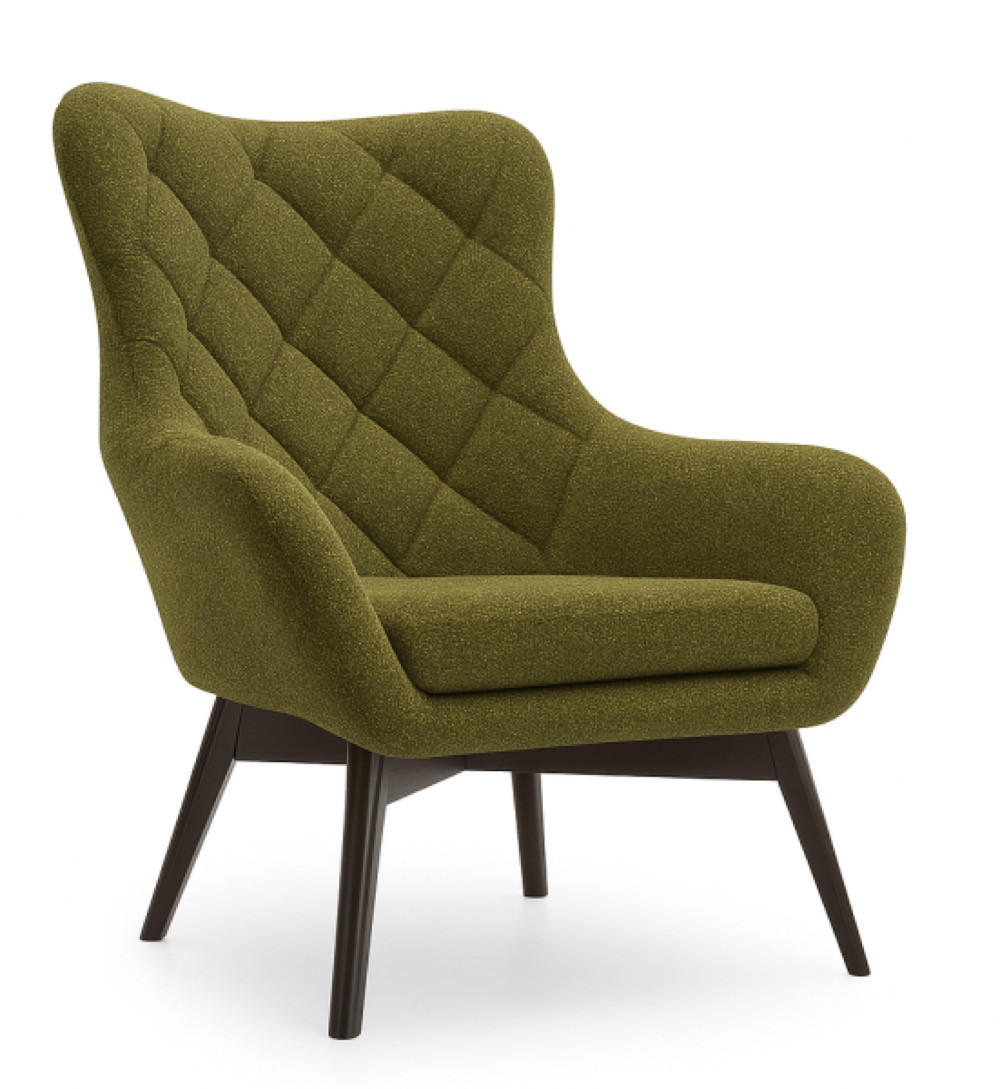 SESSEL Braun Lisa Caro Auf Holzbeinen - Grün, Textil (88/108/88cm) - Sepro Meble
