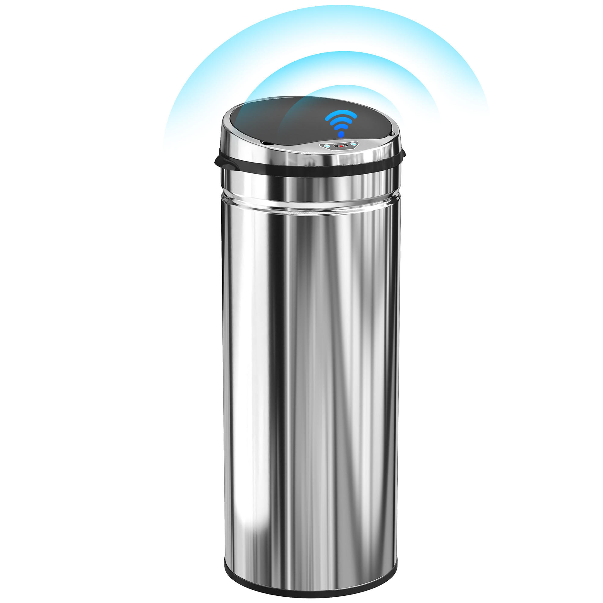 MÜLLEIMER SENSOR Infrarot Automatik Edelstahl Schwarz-Silber 30,5/30,5/81,5 cm - Silberfarben, Metall (30.5/81.5/30.5cm) - Rolipo