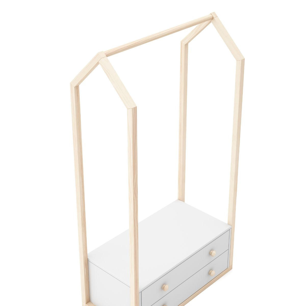 KLEIDERSCHRANK mit 2 Schubladen L80 cm - Esteban - Weiß, Holzwerkstoff (40/170/80cm) - Calicosy