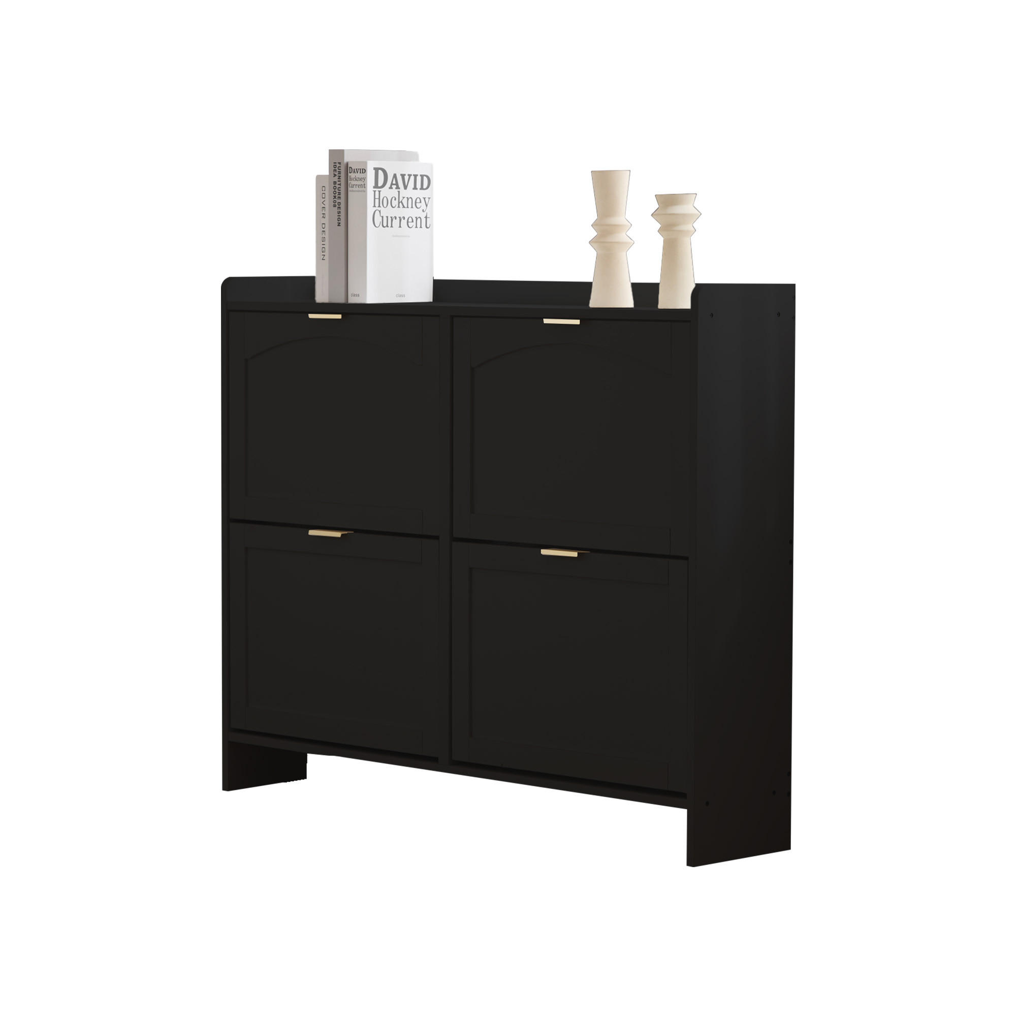 Evryae Schuhschrank Schwarz 110x90x24 cm