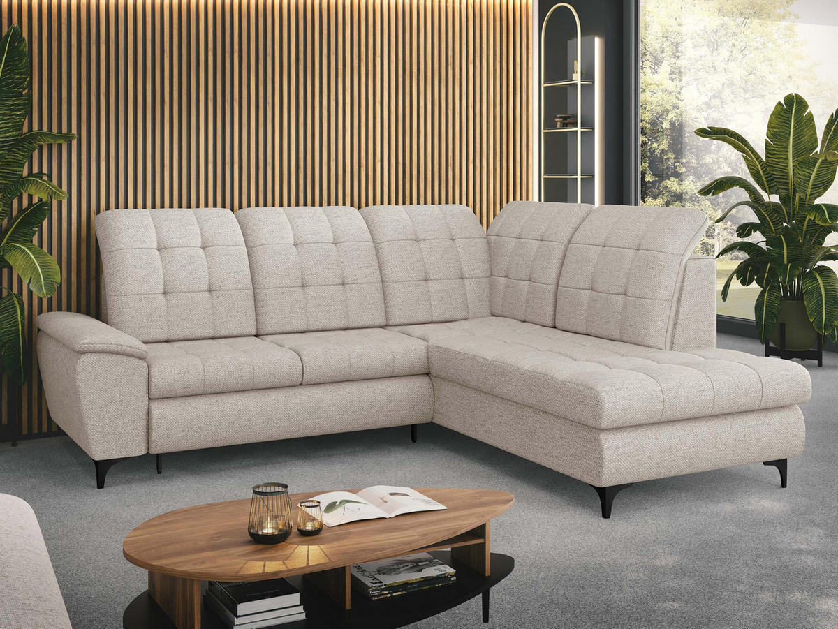 ECKSOFA Forest, Seite: Rechts - Creme/Schwarz, Holz/Textil (271/212cm) - MIRJAN24