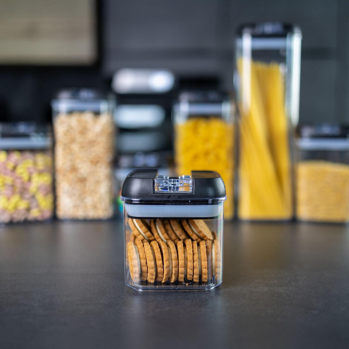 VORRATSDOSEN Set Aufbewahrungsboxen (7-tlg.) - Schwarz, Kunststoff - Intirilife