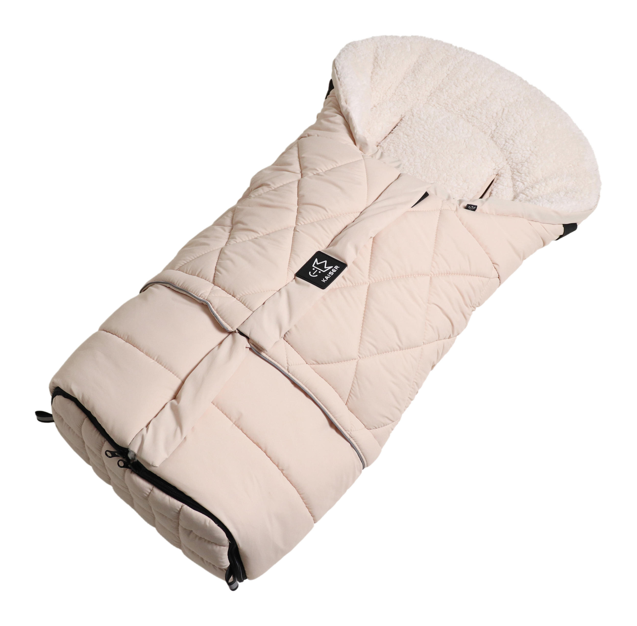 KINDERWAGEN-FUSSSACK Moony 2in1, Sherpa Fleece cream, sand - Beige, Textil (48/10/105cm) - Kaiserbaby
