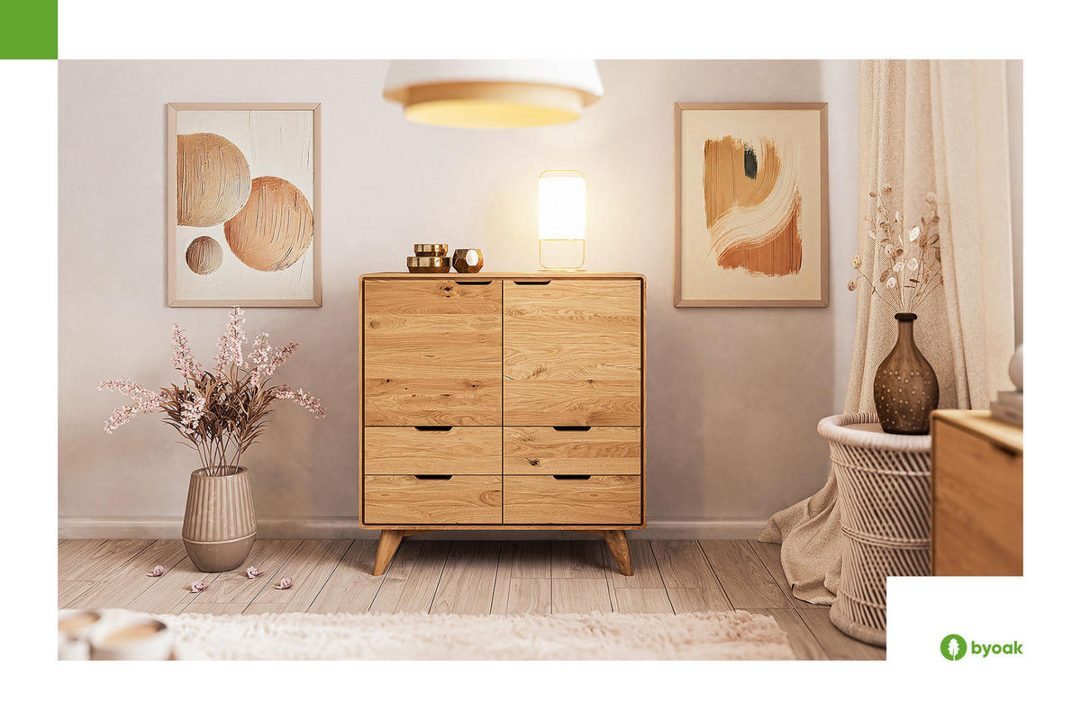 KOMMODE HOCH GREG Kernbuche - Kernbuche, Holz (90/92/40cm) - byoak