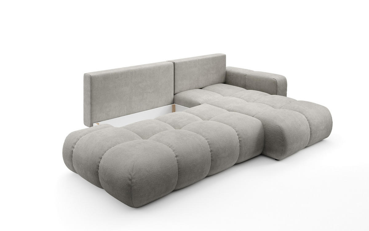 ECKSOFA DUCA R-S Hellgrau Chenille mit Schlaffunktion - Hellgrau, Holz (266.5/266.5cm) - MASSENO