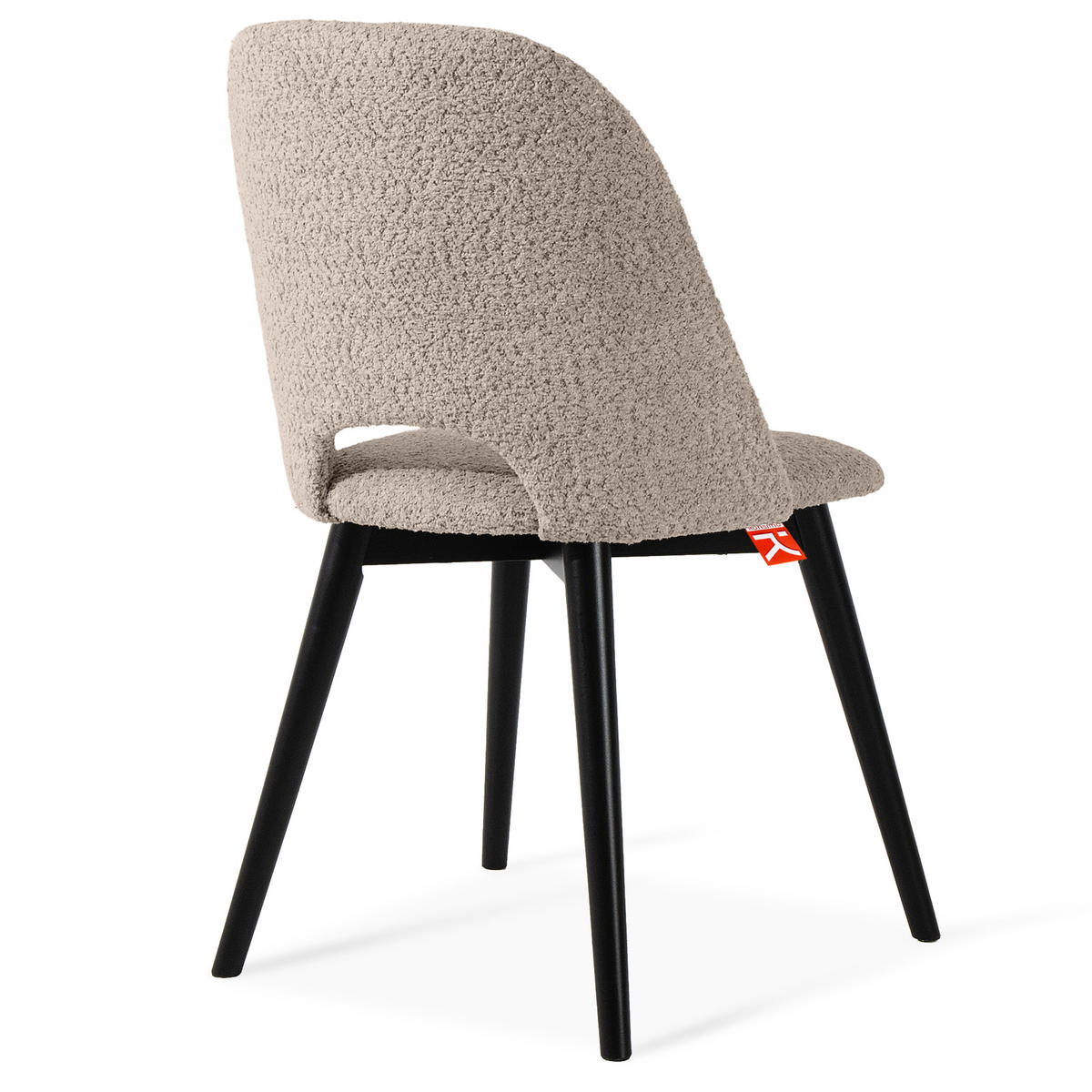 POLSTERSTUHL TINO Wohnzimmerstühl, 2-er Set, Bouclé - Beige/Schwarz, Holz/Textil (48/86/44cm) - KONSIMO®