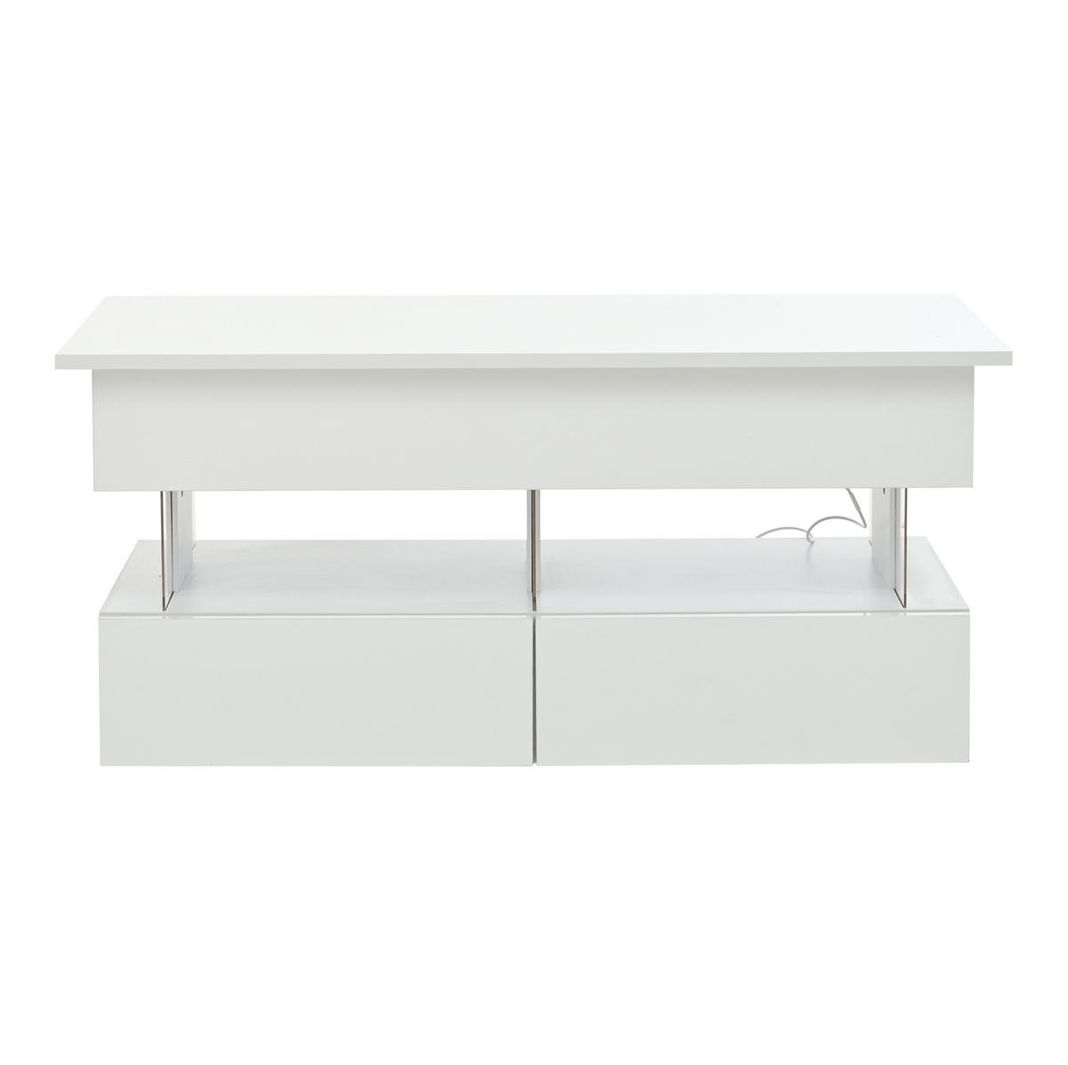 KLUB stolić 100/50/46 cm bijeli od MDF-a i akrila s podiznom pločom i LED osvjetljenjem - bijela, drvni materijal (120/50/46cm) - OKWISH