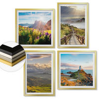 WANDBILDER 4er Set - 50x50 cm & 40x60 cm Goldrahmen - Bergblumen Himmelsweg - Goldfarben, Kunststoff (50/50cm) - ArtPrintCave