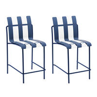 BARHOCKER Weiß Blau 54/49/110 cm 2er-Set - Blau, Metall (54/110/49cm) - Mobili Rebecca