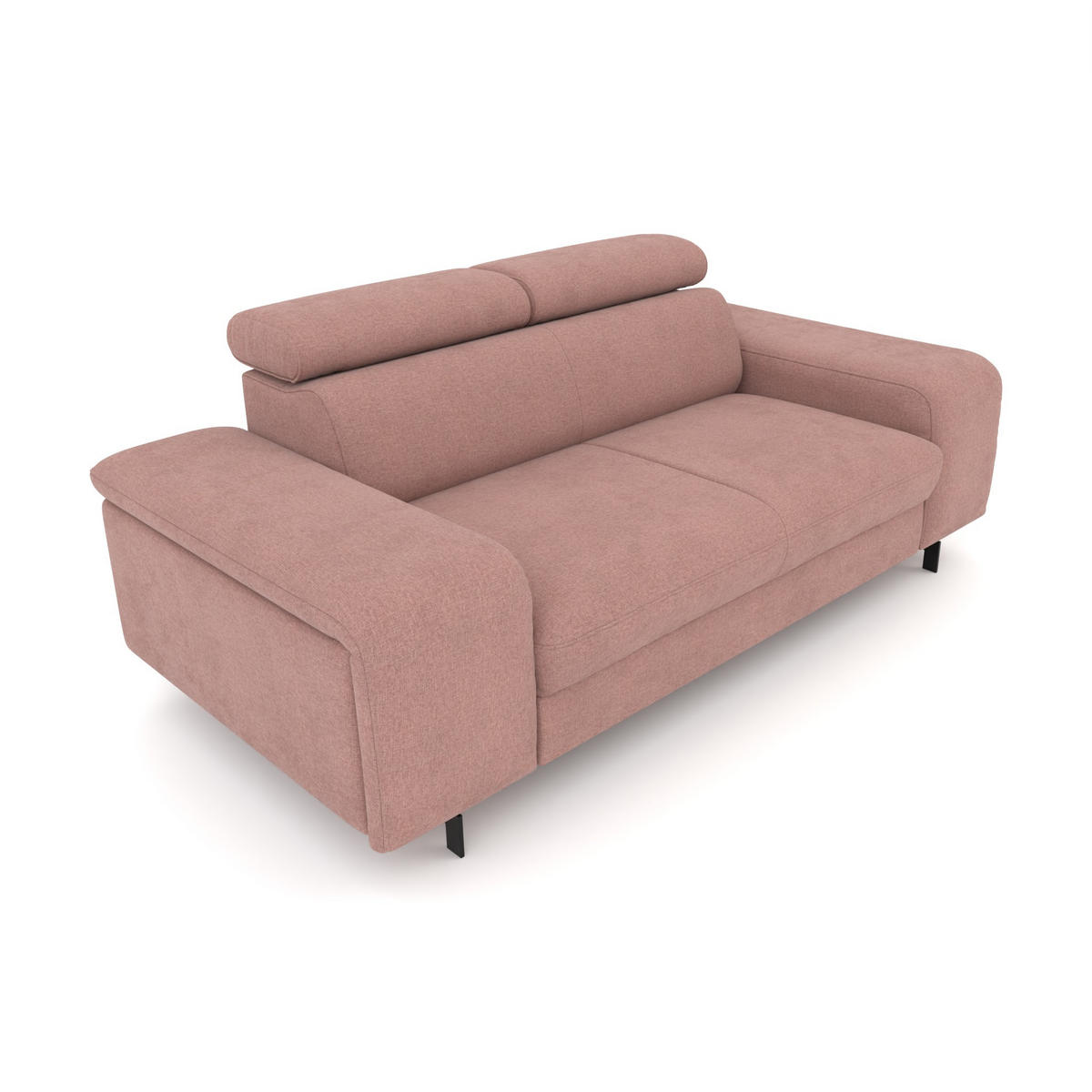2,5-SITZER Vaasa Chenille Rosa klappb. Kopfstützen 198/100/81 cm - Altrosa, Kunststoff/Textil (198/81/70cm) - foamnova