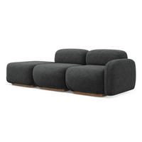 3-SITZER SOFA Links Chenille Stoff Grau - Dunkelgrau/Braun, Holz/Textil (258/73/95cm) - Makamii